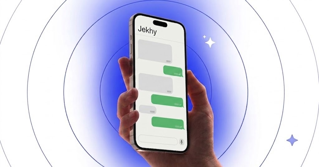 O Jekhy respondendo uma pergunta sobre o ERP pelo WhatsApp, num celular